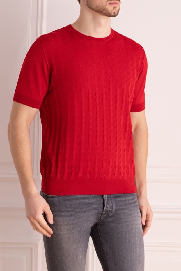 Zilli cotton jumper with relief geometry in scarlet color 167421 - photo 3