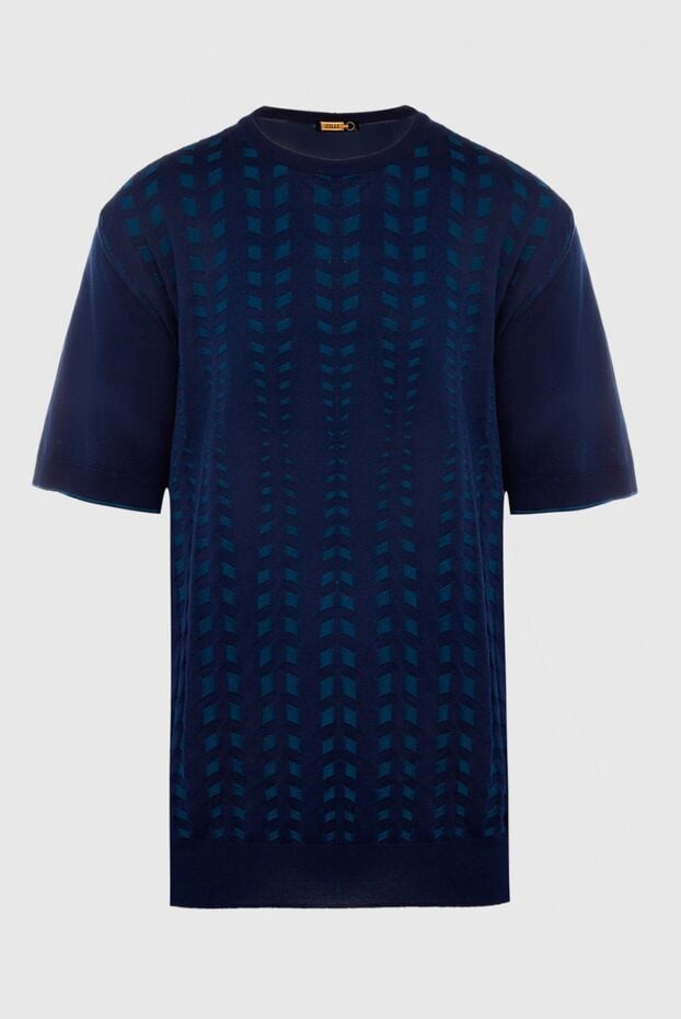 Zilli knitted blue jumper made of cotton and silk with a textured pattern 167424 - photo 1