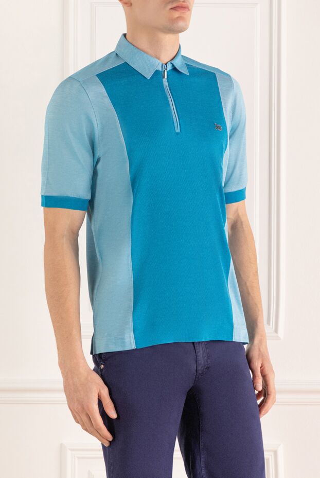 Zilli light blue polo shirt with contrast inserts and metal logo for men 167432 - photo 3