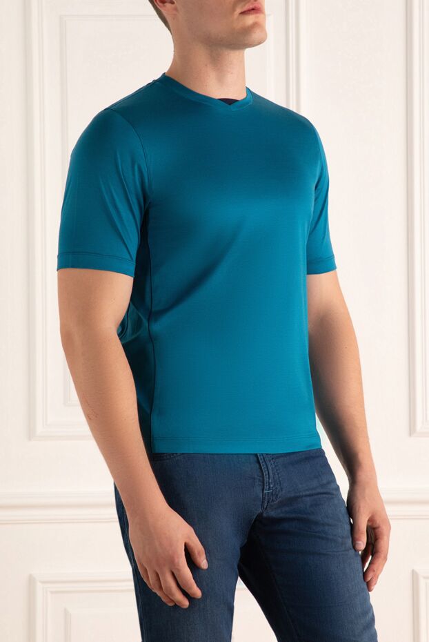 Zilli plain men's blue t-shirt made of soft cotton 167434 - photo 3