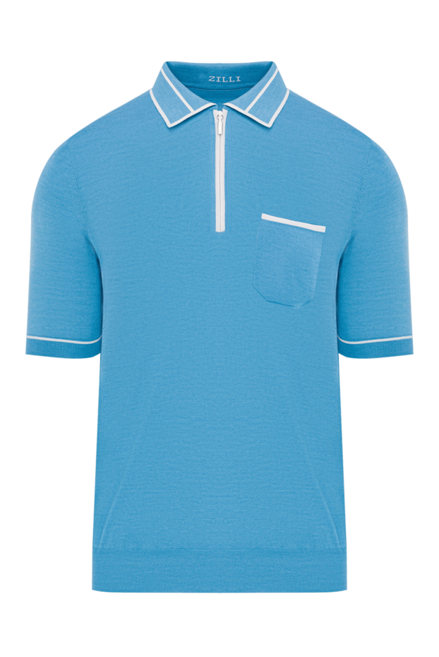 Zilli light blue polo shirt with contrast edging for men 167445 - photo 1