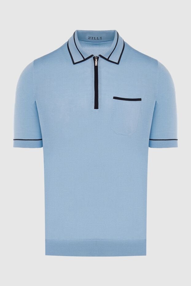 Zilli men's light blue polo shirt with zip and pocket 167447 - photo 1