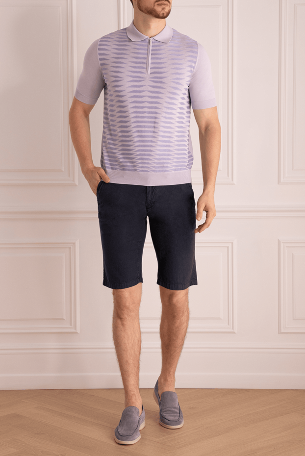 Zilli light blue polo shirt with structural contrast pattern for men 167452 - photo 2