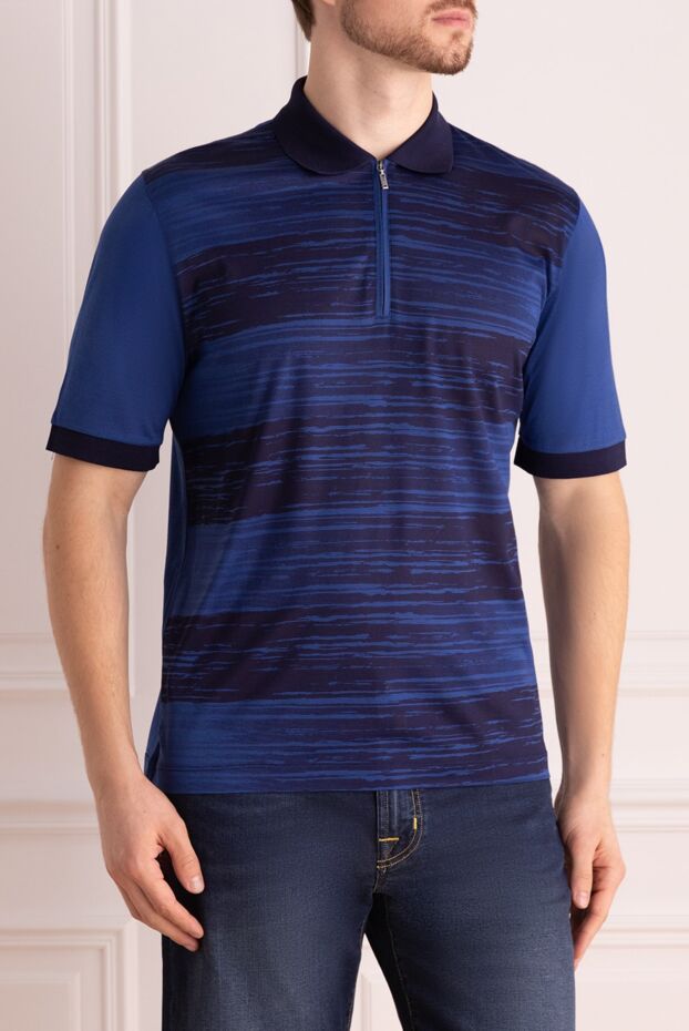 Zilli blue polo shirt with contrast pattern for men 167479 - photo 3