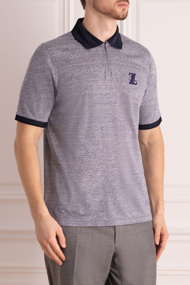 Zilli gray linen and silk polo for men 167498 - photo 3
