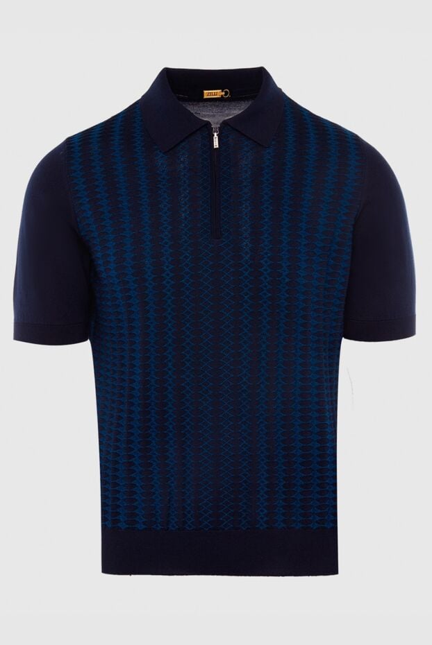 Zilli dark blue polo shirt with contrast structural pattern for men 167508 - photo 1