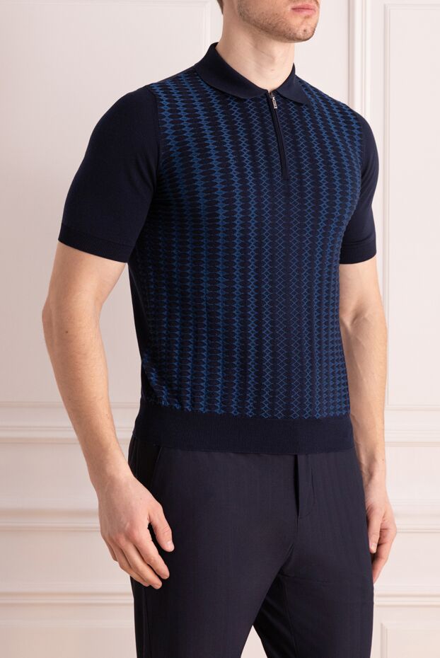 Zilli dark blue polo shirt with contrast structural pattern for men 167508 - photo 3