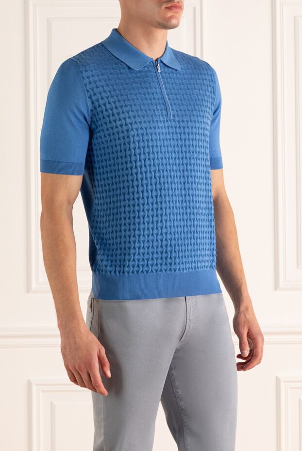 Zilli blue polo shirt with embossed pattern for men 167511 - photo 3