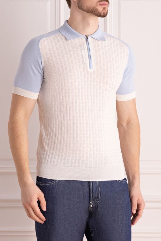 Zilli white polo shirt with textured pattern and contrast inserts for men 167529 - photo 3
