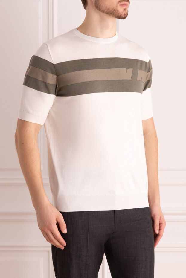 Zilli white short-sleeve jumper decorated with contrasting stripes for men 167548 - photo 3