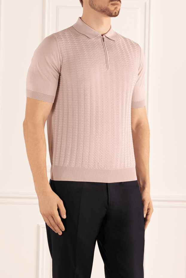 Zilli pale pink polo shirt with structured pattern for men 167550 - photo 3