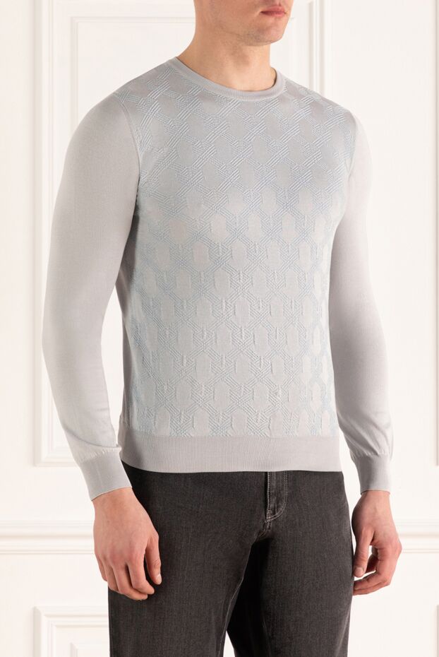 Zilli light grey jumper with textured pattern for men 167556 - photo 3