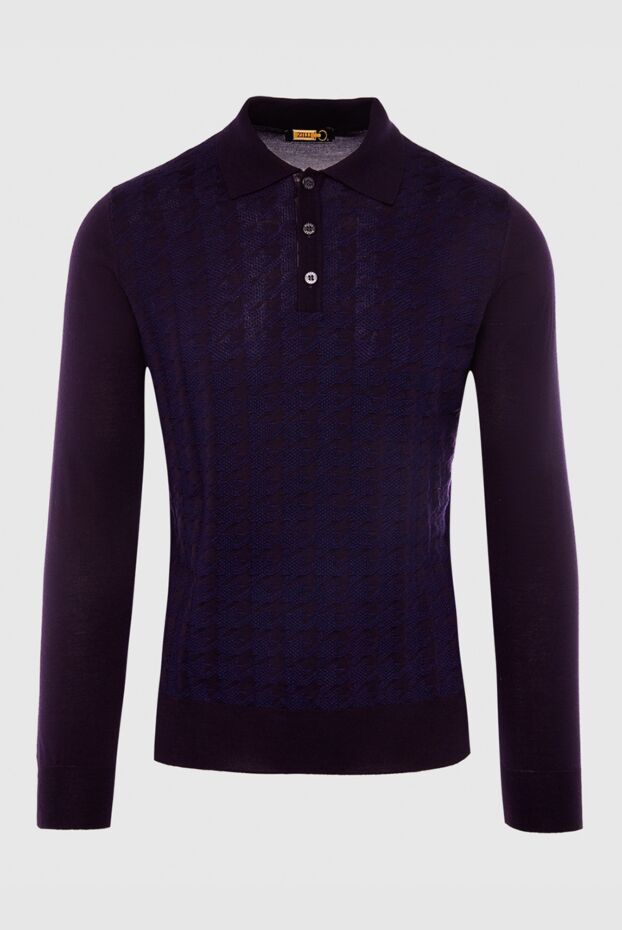 Zilli man long sleeve polo in silk, cashmere and crocodile blue for men buy with prices and photos 167557 - photo 1