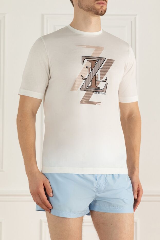 Zilli white t-shirt with graphic logo print in beige tones 167558 - photo 3