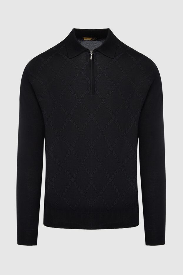 Zilli long sleeve cotton and cashmere polo shirt for men black 167562 - photo 1