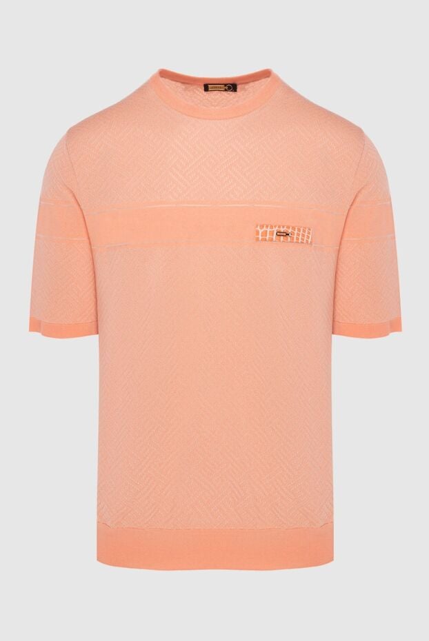 Zilli textured orange short-sleeve jumper with a branded logo patch for men 167567 - photo 1