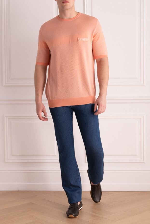 Zilli textured orange short-sleeve jumper with a branded logo patch for men 167567 - photo 2