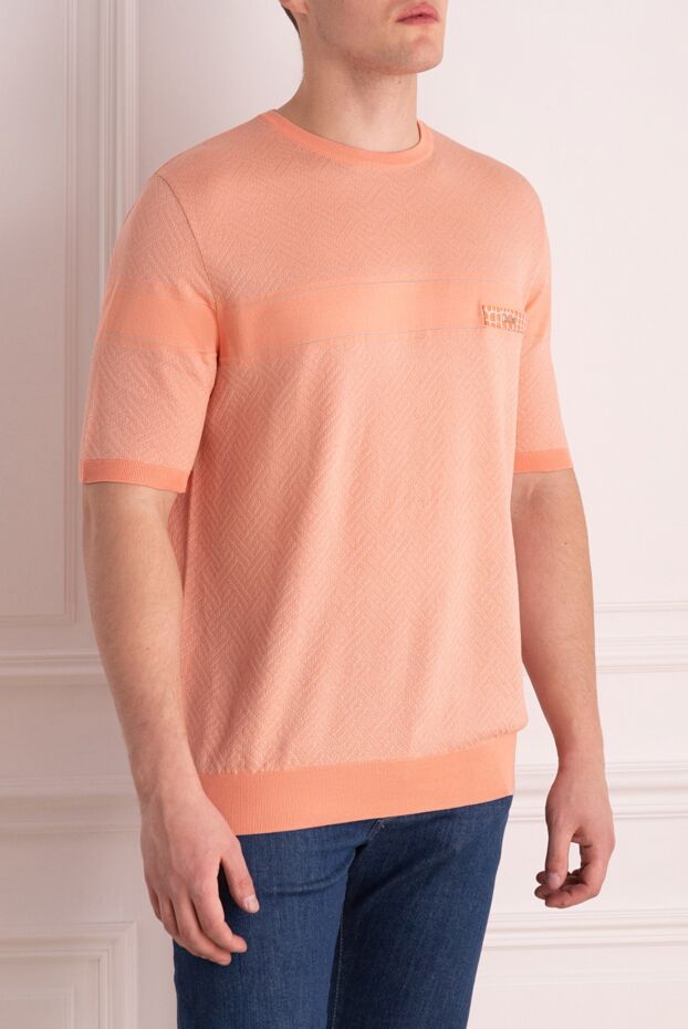 Zilli textured orange short-sleeve jumper with a branded logo patch for men 167567 - photo 3
