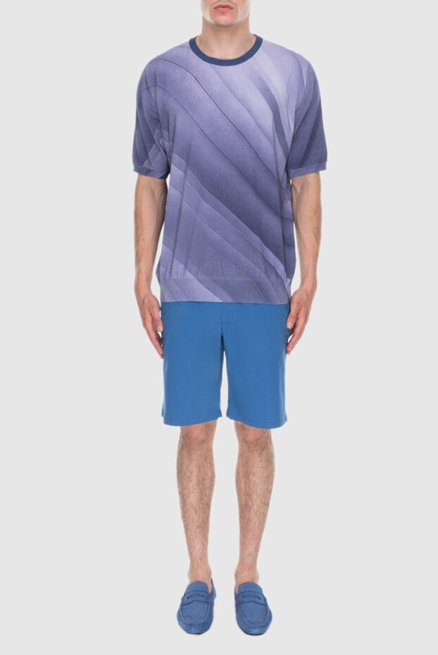 Zilli cotton and silk short sleeve jumper purple for men 167573 - photo 2