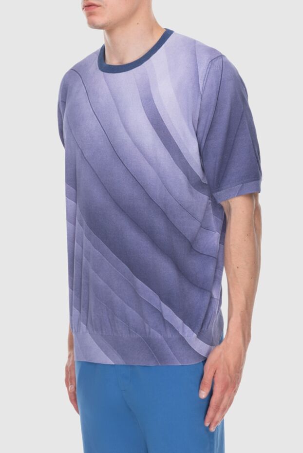 Zilli cotton and silk short sleeve jumper purple for men 167573 - photo 3