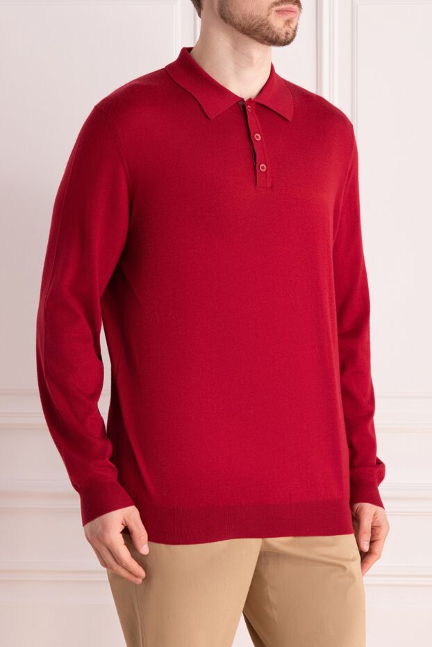 Zilli long sleeve polo from silk, cotton and crocodile leather red men's 167576 - photo 3