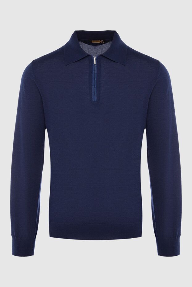 Zilli man long sleeve polo shirt in silk, cotton and crocodile skin blue for men buy with prices and photos 167577 - photo 1