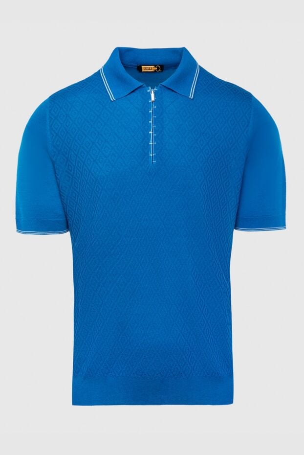 Zilli polo from silk, viscose and crocodile leather blue men's 167581 - photo 1
