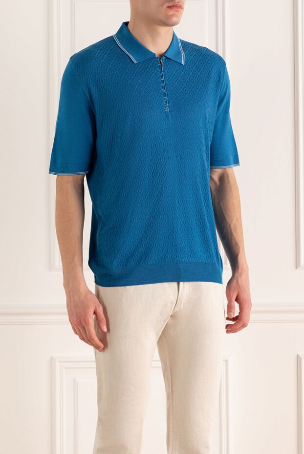 Zilli polo from silk, viscose and crocodile leather blue men's 167581 - photo 3