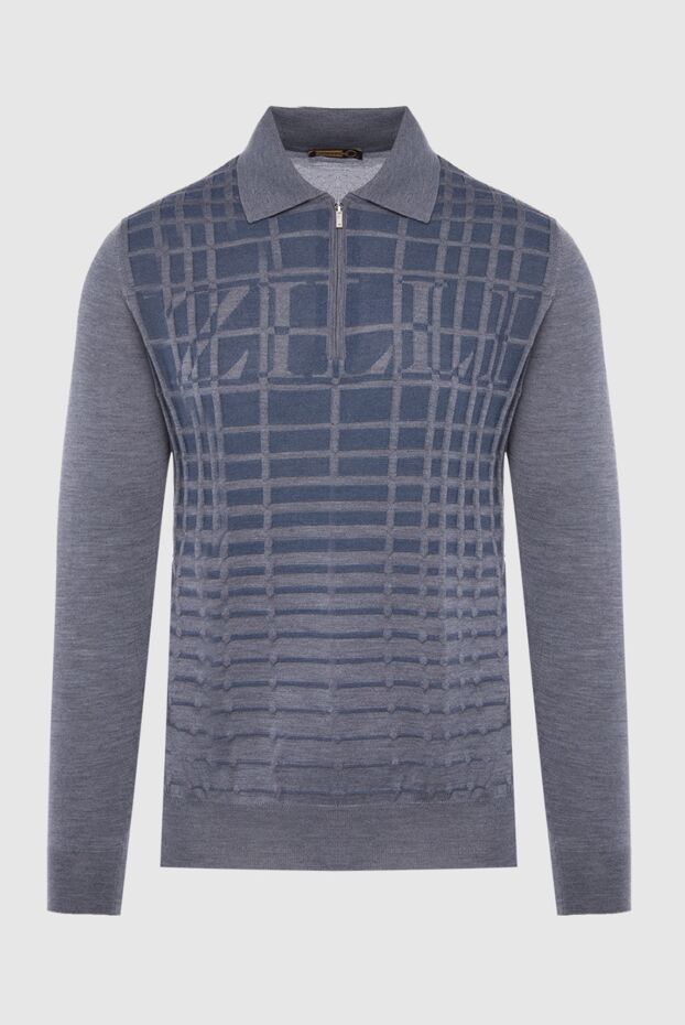 Zilli men's long sleeve grey embossed polo shirt with pattern and logo 167584 - photo 1