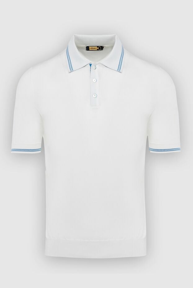 Zilli men's white polo shirt with contrasting crocodile skin inserts and smooth texture 167603 - photo 1