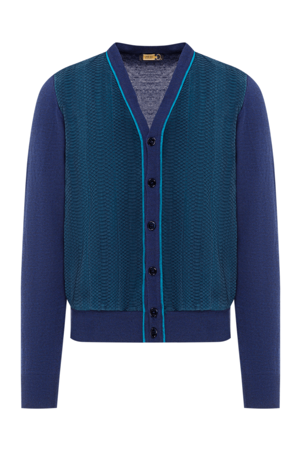 Zilli men's knitted cardigan dark blue with contrast trim 167621 - photo 1