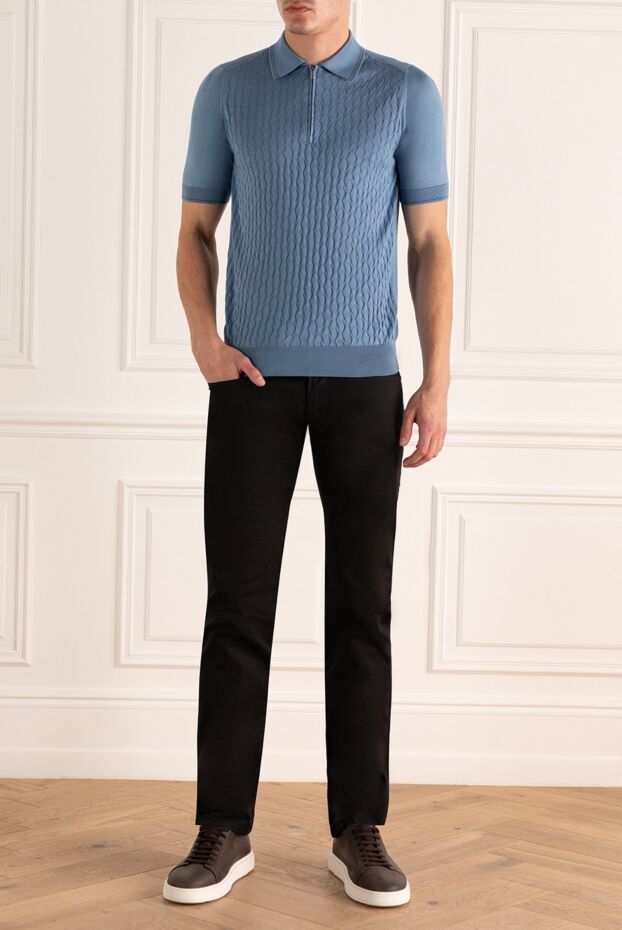 Zilli man polo in silk and crocodile skin blue for men buy with prices and photos 167626 - photo 2