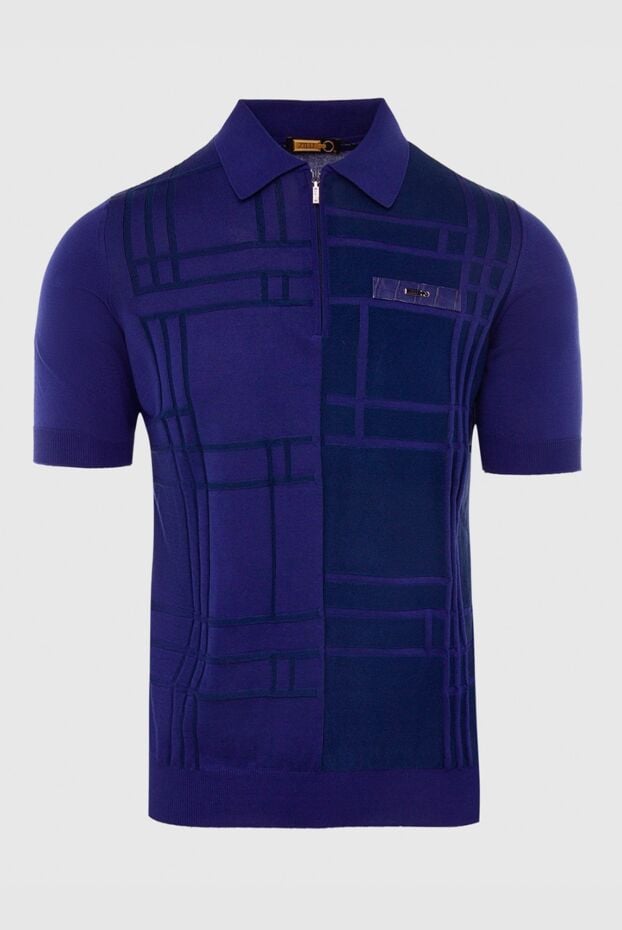 Zilli cotton and silk polo with crocodile skin insert purple 167631 - photo 1