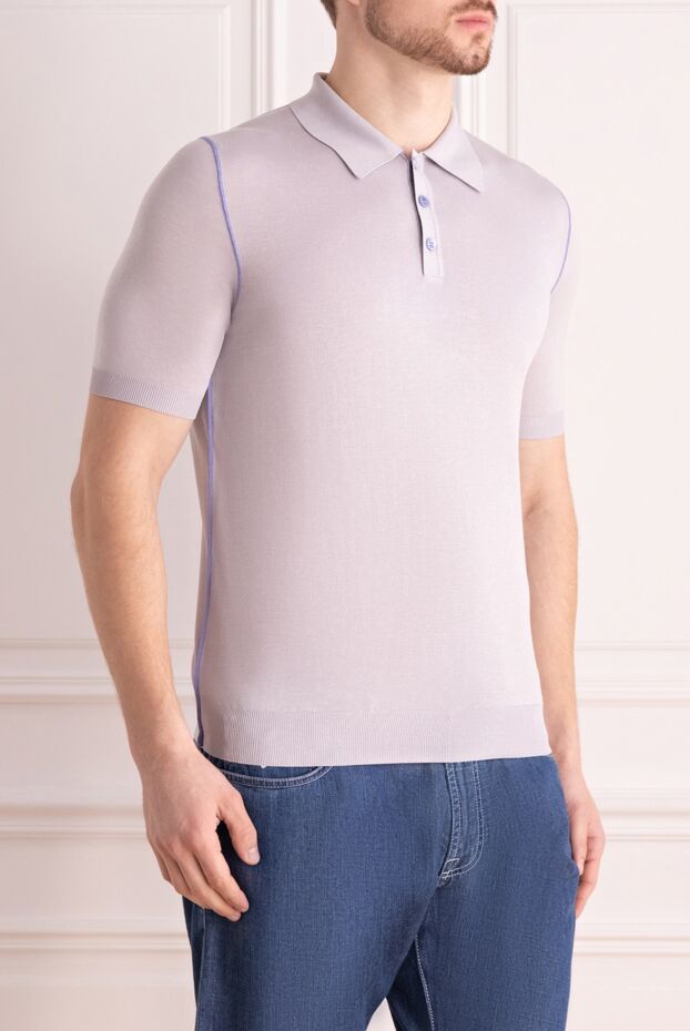 Zilli polo from silk, viscose and crocodile leather purple men's 167661 - photo 3