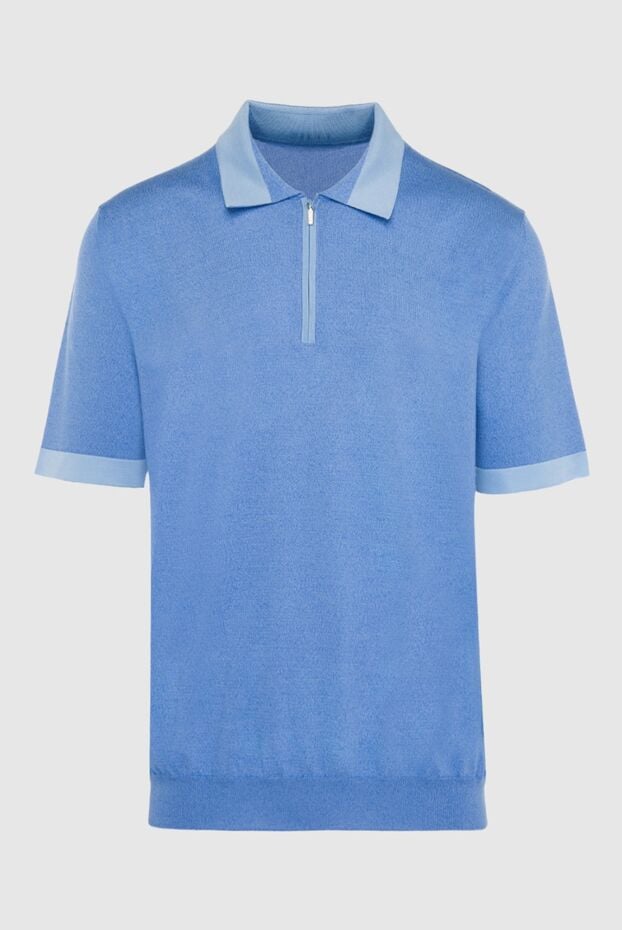 Zilli melange light blue polo shirt with contrast trim for men 167672 - photo 1