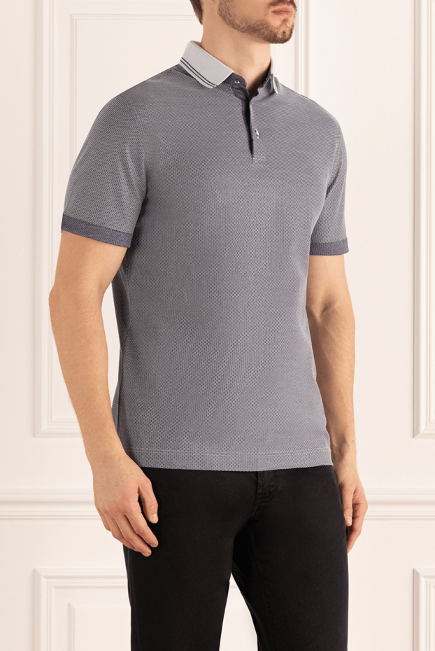 Zilli cotton polo shirt with a relief pattern and a dark collar in a contrasting color 167685 - photo 3