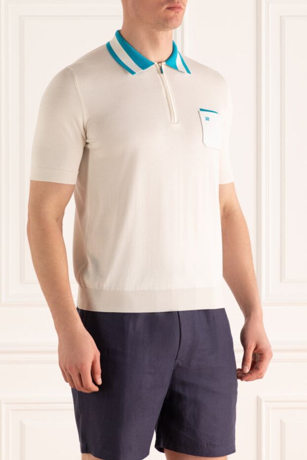 Zilli polo shirt made of cotton, silk and genuine leather white for men 167701 - photo 3