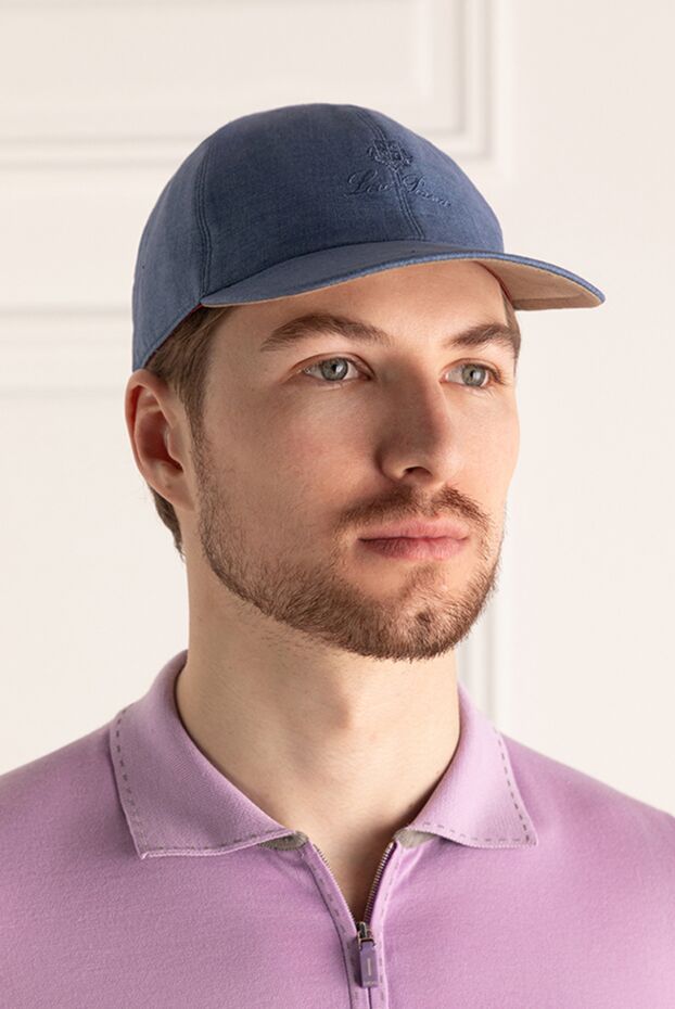 Loro Piana men's blue linen baseball cap with logo 167724 - photo 3