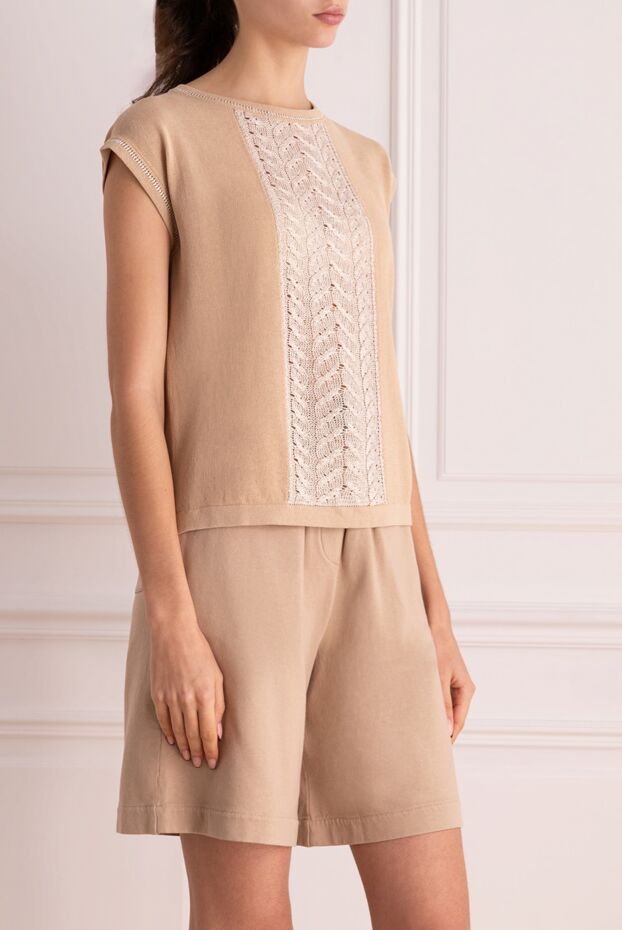 D.Exterior women's beige top with knitted insert 167754 - photo 3