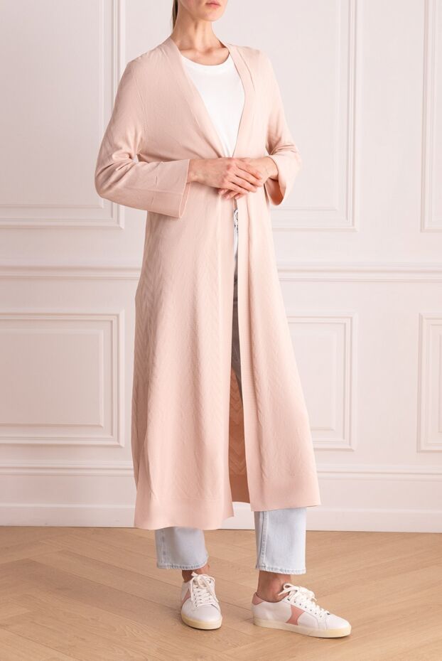 D.Exterior beige viscose and polyester cardigan for women 167785 - photo 3