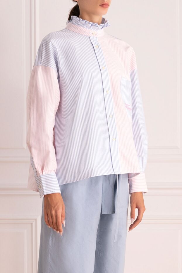 Forte dei Marmi Couture women's cotton blouse in pink and blue stripes 167789 - photo 3