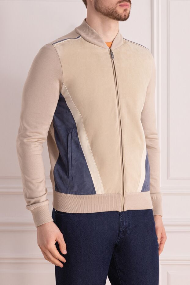 Zilli sports sweatshirt made of silk and cotton beige for men 167832 - photo 3