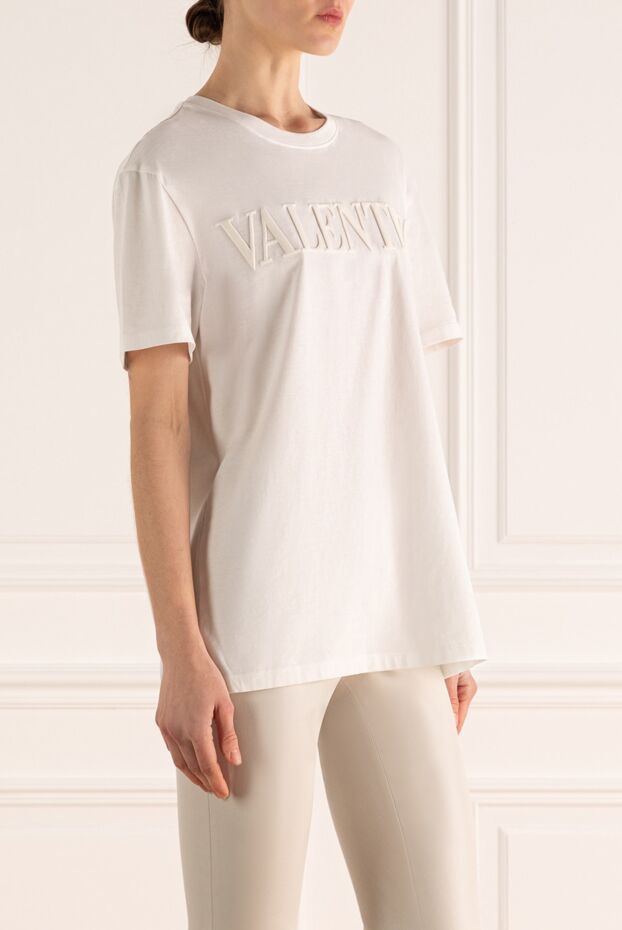 Valentino white loose-fit cotton womens t-shirt with a logo 167839 - photo 3