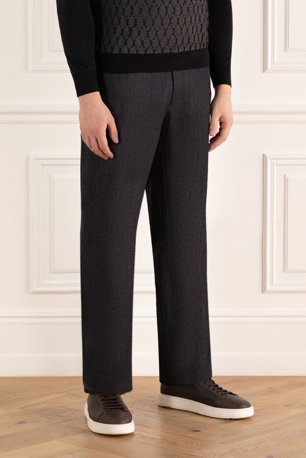 Zilli dark raw denim jeans with leather inserts on pockets 167864 - photo 3