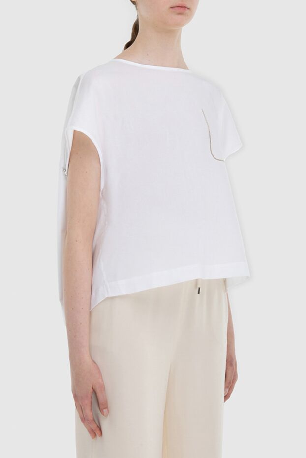 Peserico white womens loose-fit t-shirt with decorative faux pocket detailing 167881 - photo 3