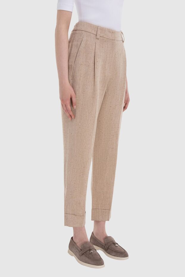 Peserico beige viscose and linen pants for women 167882 - photo 3