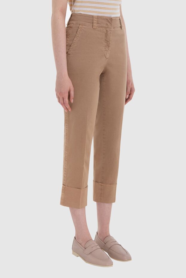 Peserico women's beige cotton trousers with cuffs for every day 167914 - photo 3