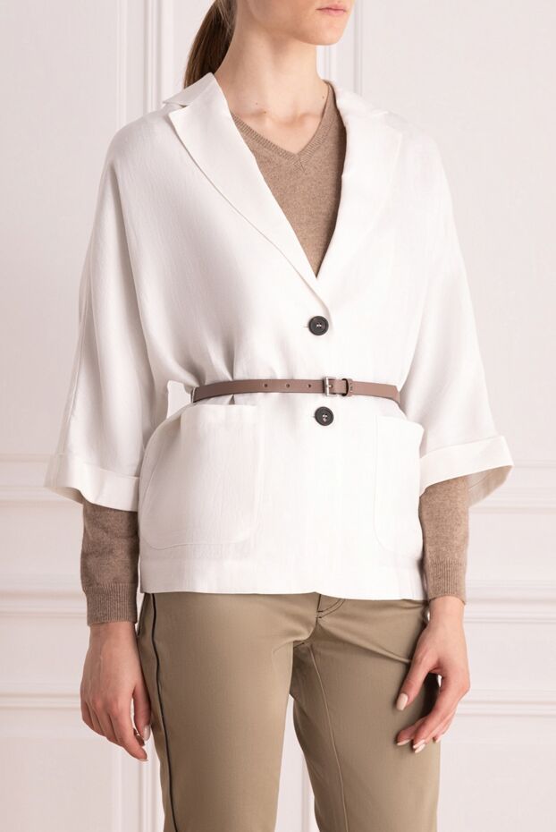 Peserico white jacket with belt made of cotton and viscose 167916 - photo 3