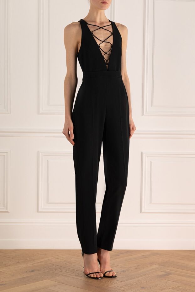 David Koma black jumpsuit with a deep neckline and lacing at the front 167954 - photo 3