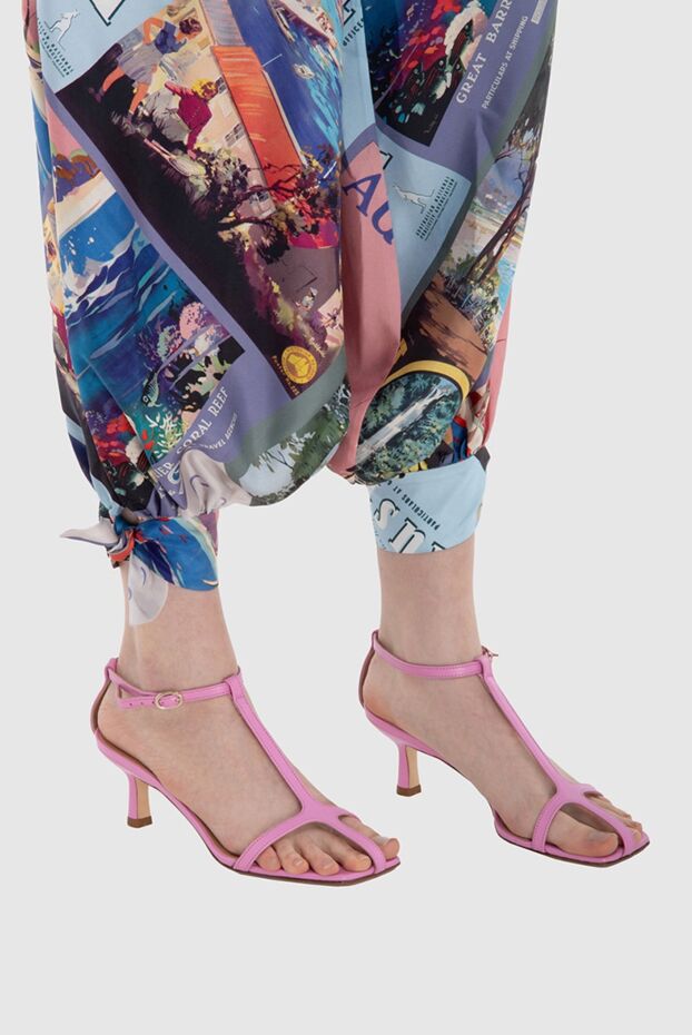 Erika Cavallini women's pink leather sandals with thin straps 167984 - photo 3